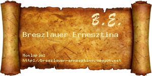 Breszlauer Ernesztina névjegykártya